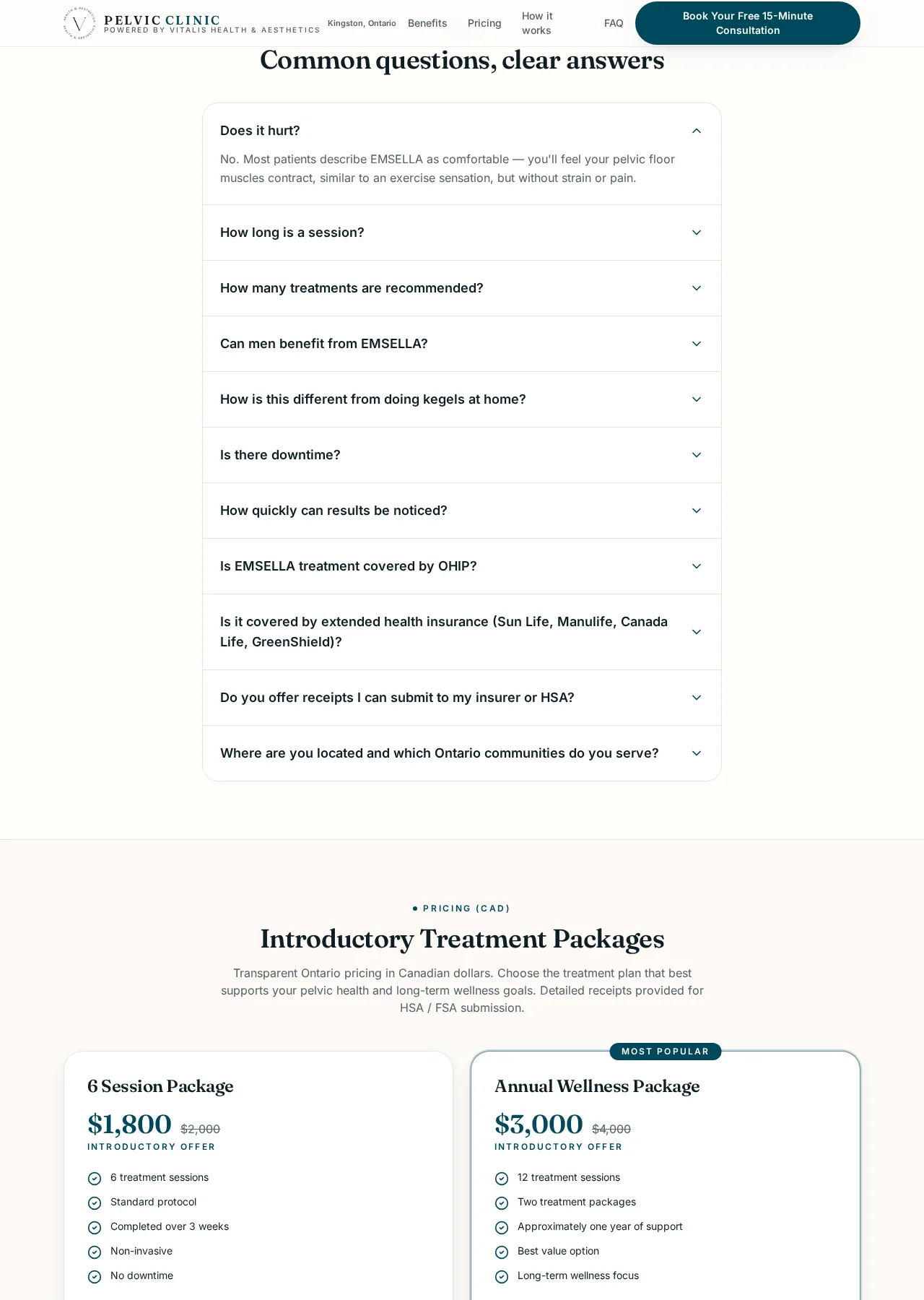 Pelvic Clinic Canada website — thumbnail 4