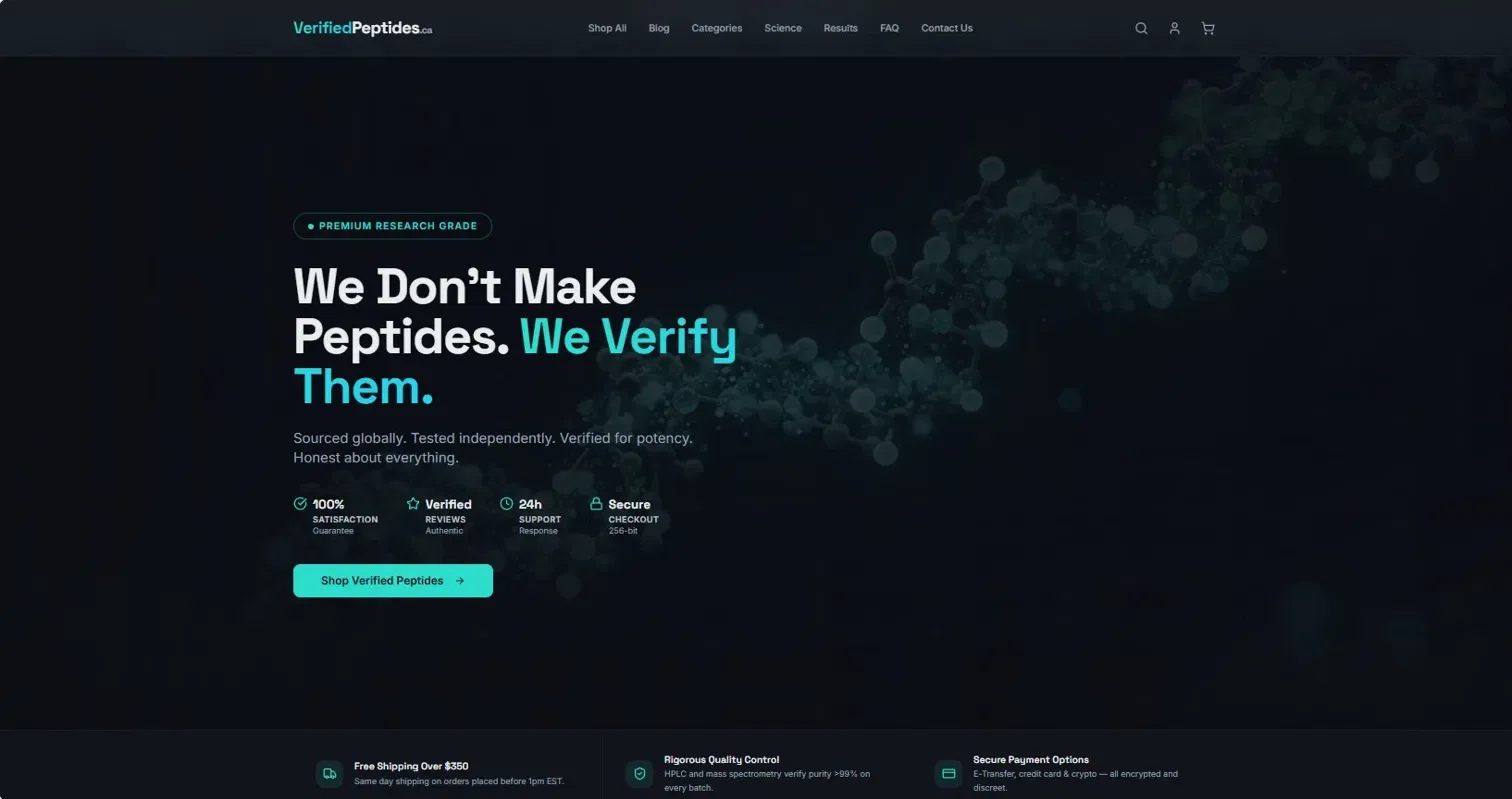 Verified Peptides Canada website — screenshot 1 of 5