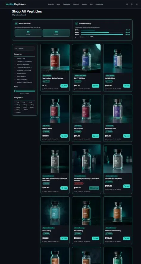 Verified Peptides Canada website — thumbnail 4